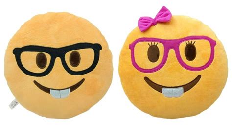 2 Pack Nerd Face And Lady Nerd Emoji Pillow Emoticon