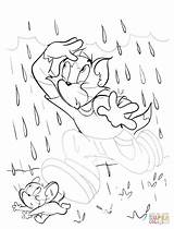 Coloring Pages Rain Jerry Tom Under Running Printable Colouring Crafts Choose Board sketch template