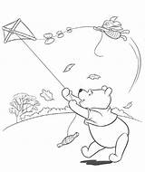 Winnie Coloring Pooh Pages Christmas Kite Plys Peter Fun Kids sketch template