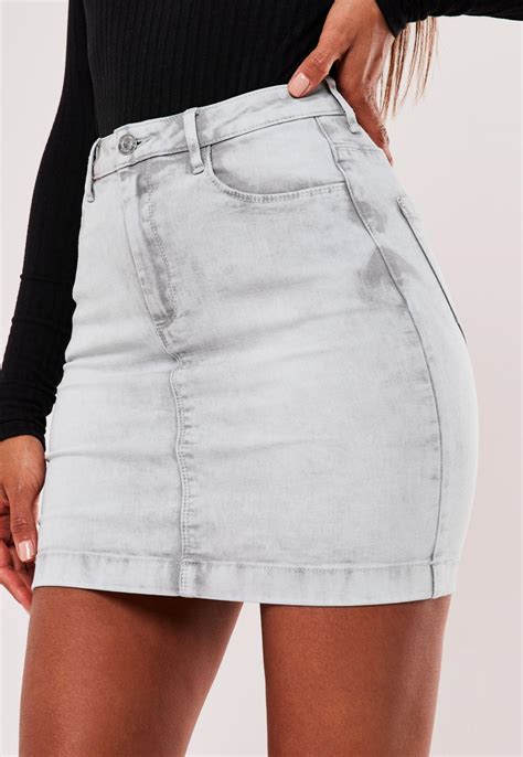 grey super stretch denim mini skirt missguided
