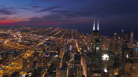 aerial illinois chicago july  night  stock footage sbv