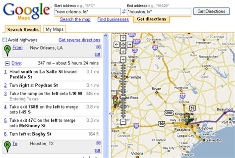 add google maps driving directions   website