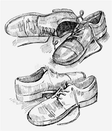 hand drawn illustration  shoes stock vector illustration  market cozy