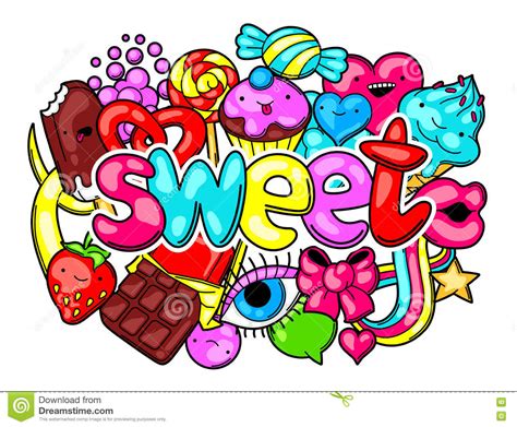 Kawaii Print With Sweets And Candies Crazy Sweet Stuff In