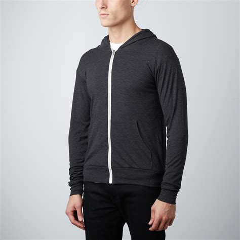 ultra soft lightweight tri blend full zip hoodie  pack light blue premium heather
