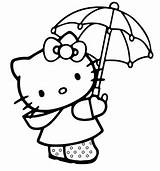 Kitty Hello Pages Car Umbrella Coloring sketch template