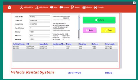 vehicle rental management system project  source code