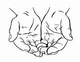 Hands Cupped Drawing Coloring Pages Together Two Color Sketch Template sketch template