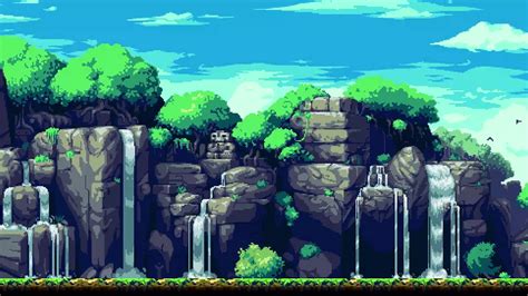 pixel waterfall  wallpaper wallpaperwaifu