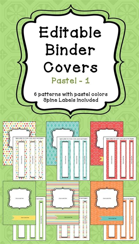 editable binder covers  spines  pastel colors binder spine