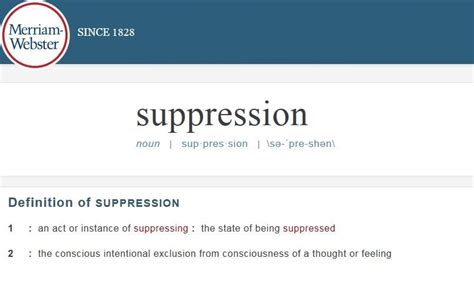 suppression words definitions nouns