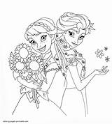 Coloring Pages Elsa Anna Printable Disney Colouring Frozen Print Girls Princesses sketch template