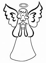 Angel Coloring Pages Kids Printable Cute Angels Simple Christmas Sheet sketch template