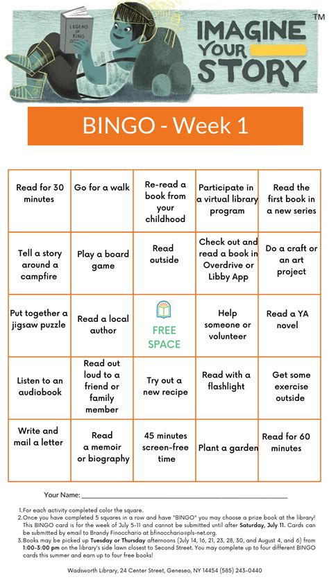 Adult Book Bingo Challenge Wadsworth Library