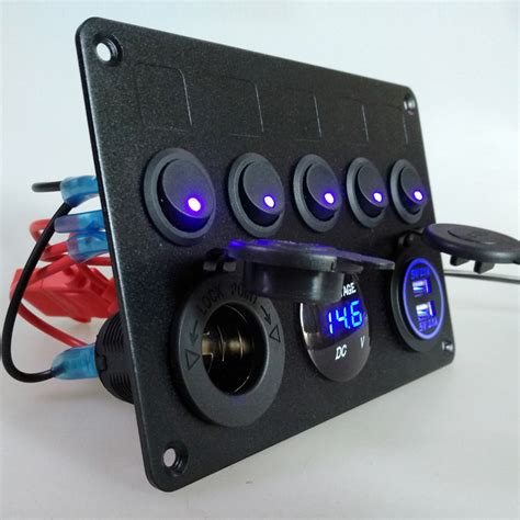 marine boat waterproof switch panel  volt meter circuit breaker led rocker usb ebay