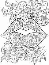 Pages Adult Lips Coloriage Ausmalen Malvorlagen Mandala Colorama Adultos Ausdrucken Lippen Digitale Bloemen Onmiddellijke Colorier Stoner Zentangle Vorlagen Mandalas Topkleurplaat sketch template