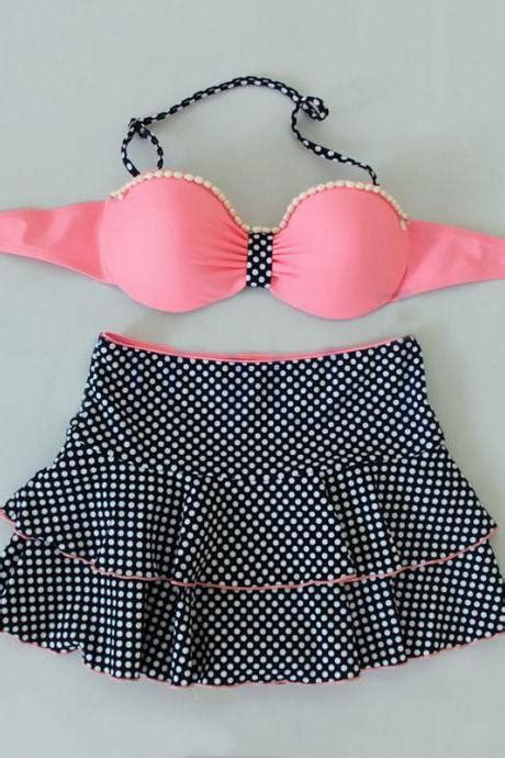 Hot Pink Bow Sexy And Fashionable Beach Bikini Swimwear Swimsuit Retro