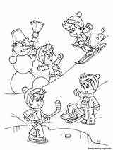 Winter Coloring Pages Snow Sports Kids Playing Sport Activities Printable Skiing Clipart Colouring Sheets Fun Color Book Snowy Ski Print sketch template