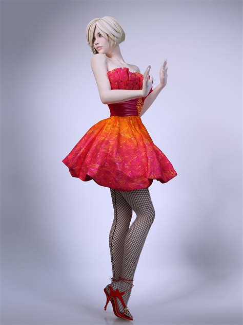 girl skirt stockings 3d model max obj fbx