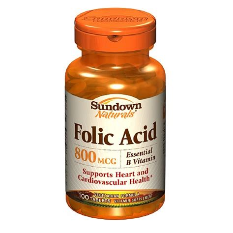 folic acid  mcg vitamin supplement tablets  sundown  tablets