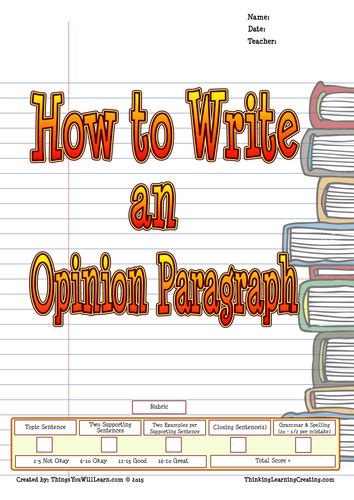 write  opinion paragraph teaching resources