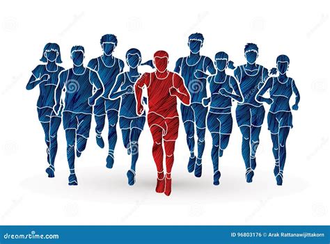 marathon runners group of people running men and women running
