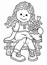 Coloring Pages Bench Girl Au Stamps sketch template