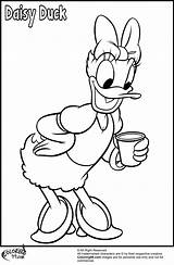 Duck Daisy Coloring Pages Drinking Coffee Cup Donald Characters Colors Team sketch template