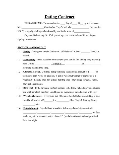 funny relationship contract template