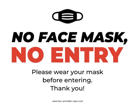 printable  face mask  entry sign  printable signs