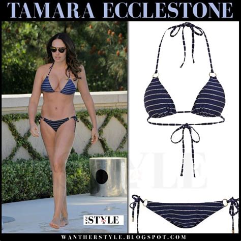 Tamara Ecclestone In Blue Striped Triangle Bikini In La On
