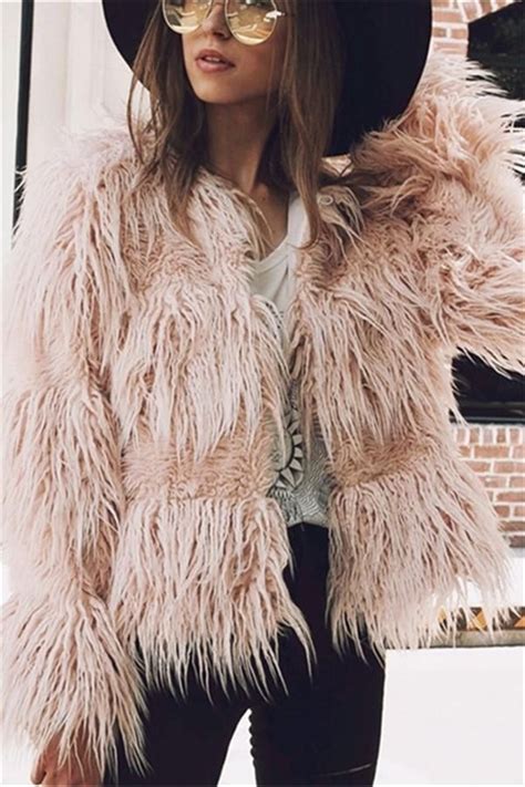 pure color faux beach wool fur coat womens faux fur coat shaggy faux fur coat fur coats women