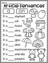 Grade English Worksheets Worksheet Articles Kindergarten Kids Grammar First Teacherspayteachers Packet Learning Words sketch template