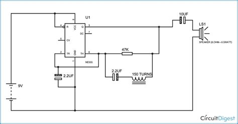 simple metal detector circuit diagram   timer ic