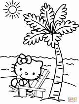 Coloring Kitty Hello Beach Pages Printable Drawing sketch template