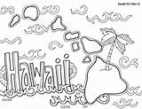 Hawaii Coloring Hawaiian Pages Aloha Island State Doodle Crafts Theme Printable Kids Drawing States Islands Usa Luau Alley United Themed sketch template