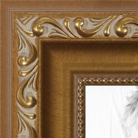 arttoframes   gold  beads picture frame  gold wood poster frame  great