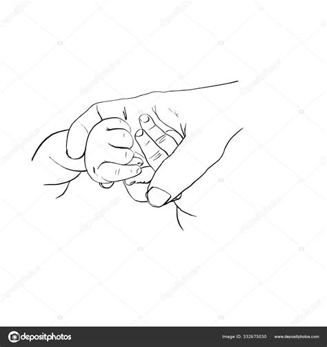 outline sketch  mother hand holding baby arms stock vector  clyu