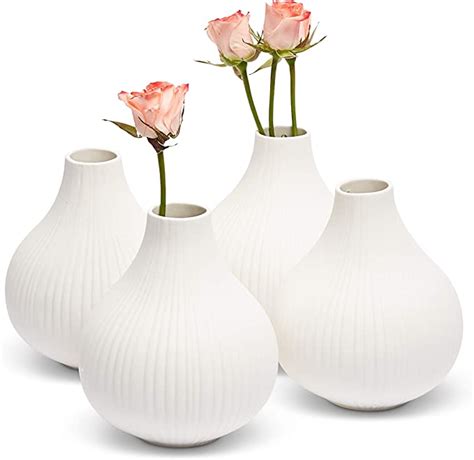 Sorsons White Ceramic Flower Vases Set Of 4 Gorgeous