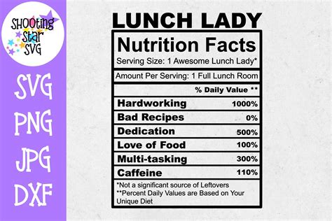 lunch lady nutrition facts svg lunch lady svg school svg  cut files design bundles