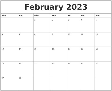 february  calendar