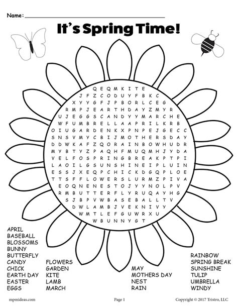 printable spring word search supplyme