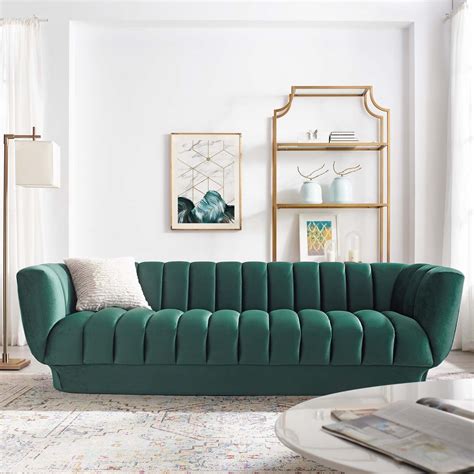 entertain green tufted performance velvet sofa las vegas furniture store modern home