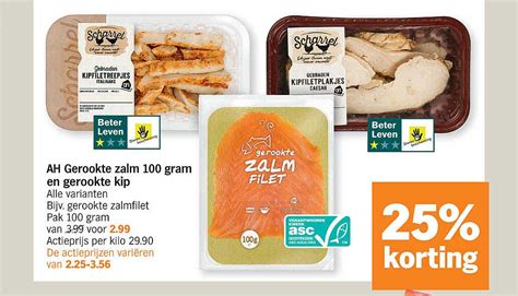 ah gerookte zalm  rgam en gerookte kip aanbieding bij albert heijn