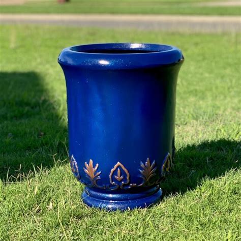14 18 Inches Fiberglass Planter Home Garden Pot Handmade In Cobalt