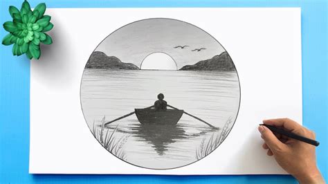 scenery drawing   circle draw  simple landscape easy pencil