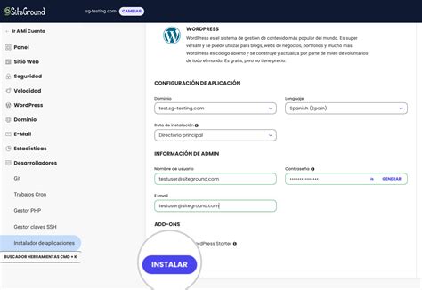 como usar el instalador de aplicaciones en site tools siteground kb