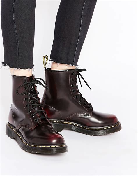dr martens dr martens  cherry red arcadia  eye boots  asos