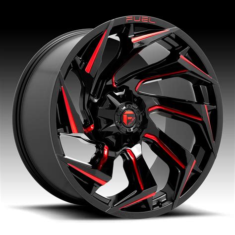 fuel reaction  black red milled custom truck wheels rims  reaction fuel pc