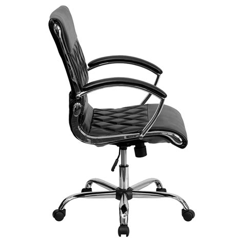 leather executive swivel office chair mid  designer armrests black dcg stores